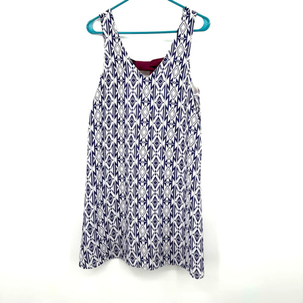 Everly Size Large blue white dress purple pink bow‎ sleeveless tank minidress